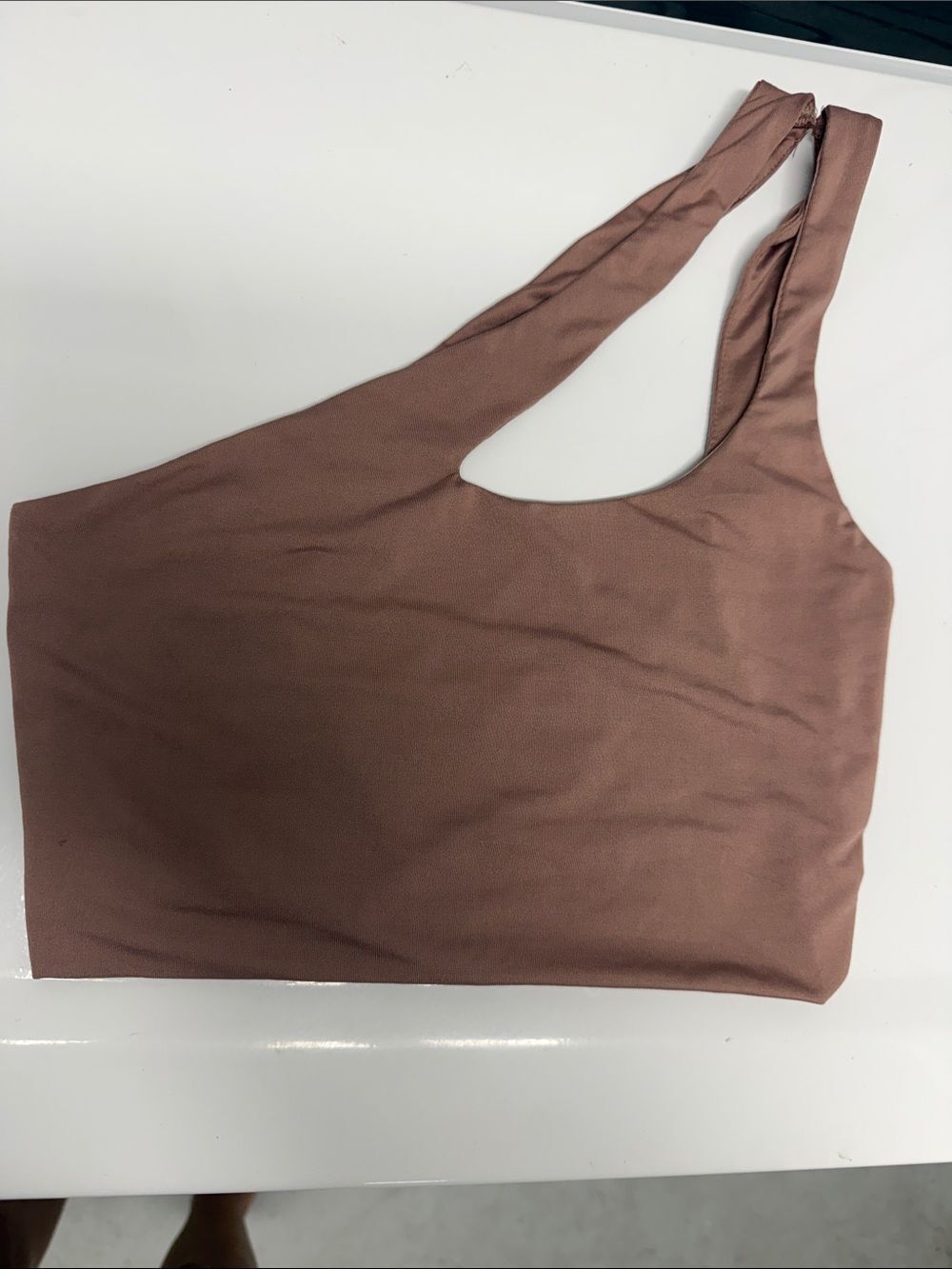 Asymmetric One-Shoulder Crop Top in Dusty Rose SALTY - Size Small LIKE NEW